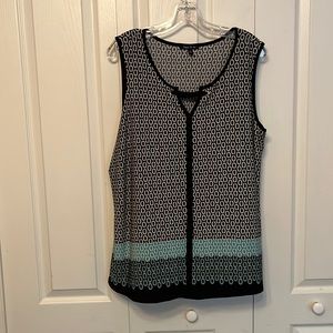 Sami & Jo Long sleeveless top black white and sea foam